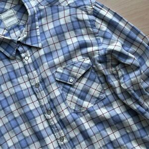 Billy Reid Blue and White Checkered Shirt